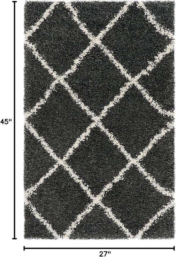 SAFAVIEH Hudson Shag Collection Accent Rug - 2'3" x 3'9", Dark Grey & Ivory, Non-Shedding & Easy Care, 2-inch Thick Ideal for High Traffic Areas in Entryway, Living Room, Bedroom (SGH281G)