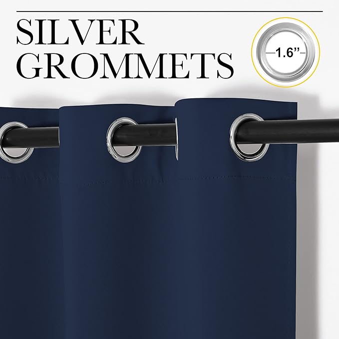 NICETOWN Blackout Draperies Curtains, Navy, 1 Pair, 34 x 36 inches, All Season Thermal Insulated Solid Grommet Top Blackout Curtains/Drapes for Kid's Room