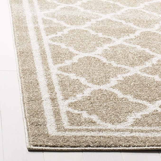 SAFAVIEH Amherst Collection X-Large Area Rug - 11' x 15', Wheat & Beige, Moroccan Trellis Design, Non-Shedding & Easy Care, Ideal for High Traffic Areas in Living Room, Bedroom (AMT422S)