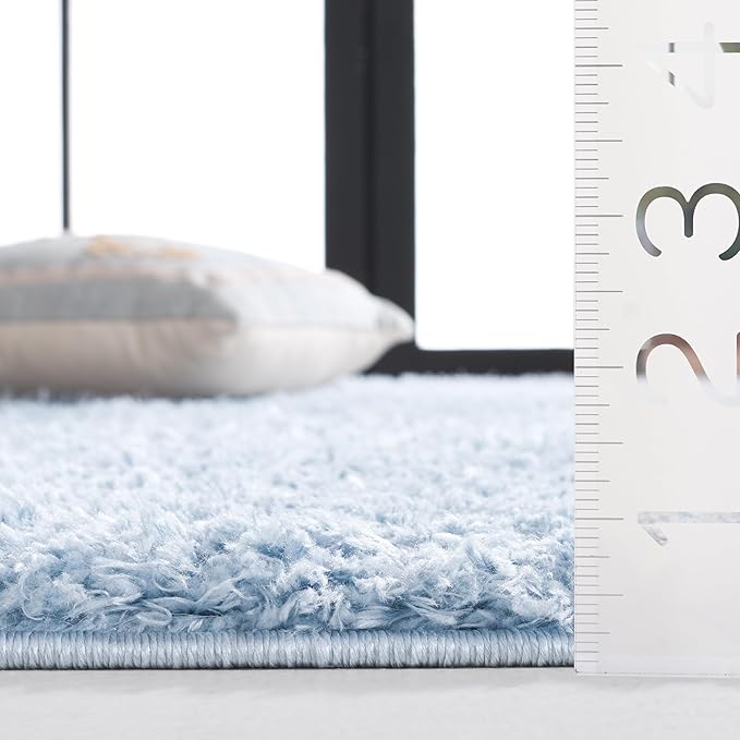 SAFAVIEH Lindsay Shag Collection Square Rug - 6'7" Square, Aqua, Contemporary Design, Ideal for High Traffic Areas in Bedroom, Dining Room & Kitchen (LNS560J-7SQ)
