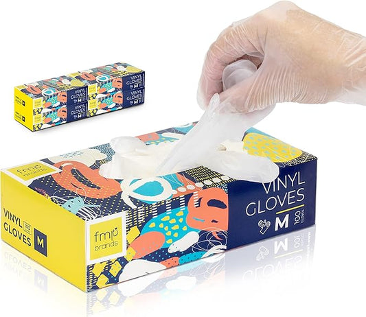 Fit Meal Prep 400 Pack Disposable Latex Free Medium Vinyl Food Prep Gloves - Powder Free, Ideal for Kitchen, Bathroom, Household, Gardening