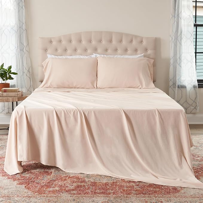 Northwest Ashford Home Essentials 4-Piece California King Sheet Set – 1500 Thread Count Microfiber Bedding – Deep Pocket Fitted Sheet – Sand Dollar Taupe
