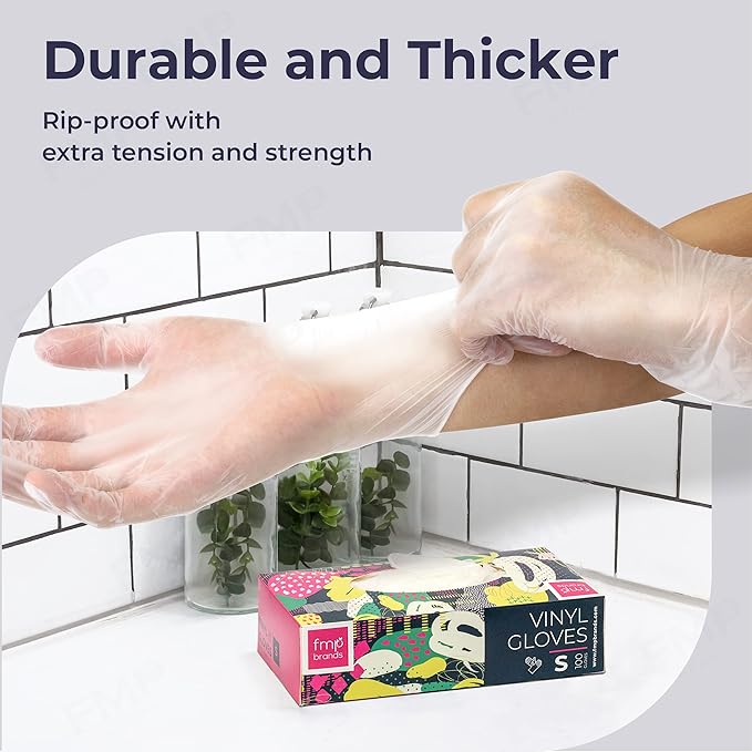 Fit Meal Prep 400 Pack Disposable Latex Free Small Vinyl Food Prep Gloves - Powder Free, Ideal for Kitchen, Bathroom, Household, Gardening