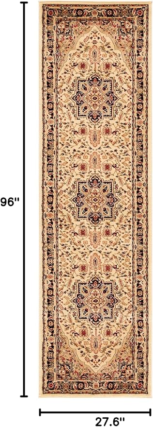 SAFAVIEH Lyndhurst Collection Runner Rug - 2'3" x 8', Beige & Black, Traditional Oriental Design, Non-Shedding & Easy Care, Ideal for High Traffic Areas in Living Room, Bedroom (LNH330C)