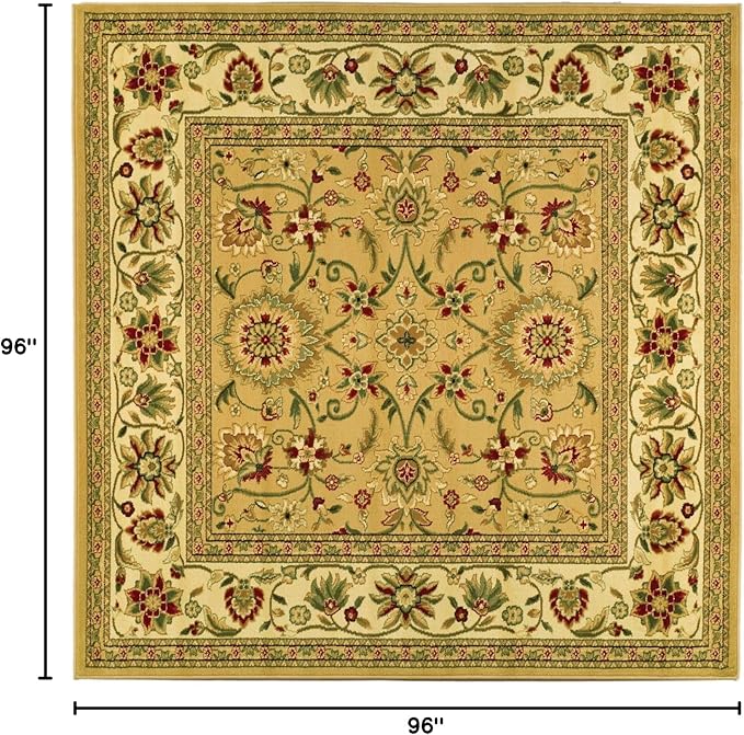 SAFAVIEH Lyndhurst Collection Area Rug - 8' Square, Beige & Ivory, Traditional Oriental Design, Non-Shedding & Easy Care, Ideal for High Traffic Areas in Living Room, Bedroom (LNH212D)