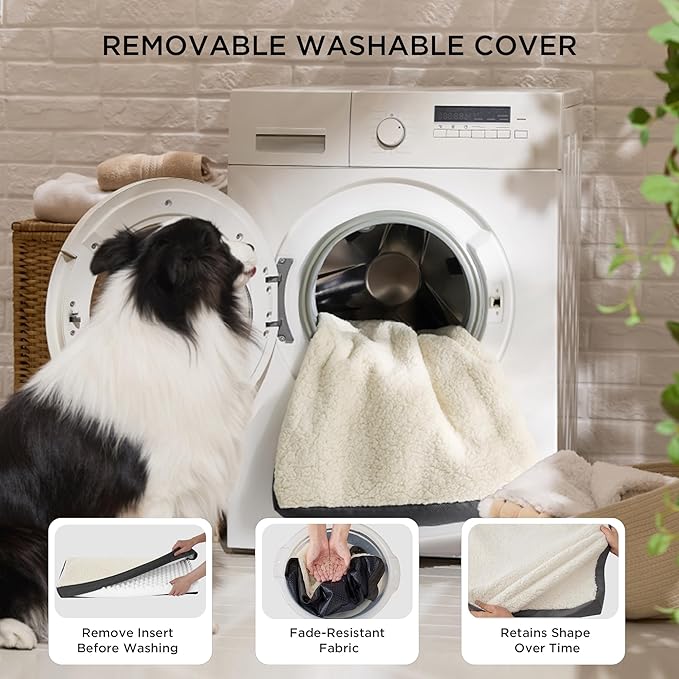 Bedsure Dog Beds Large Sized Dog - Extra-Large Orthopedic Waterproof Puppy Bed with Removable Washable Cover, Egg Crate Foam Pet Mat, Suitable for Pet Up to 100 lbs