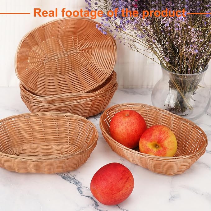 Oval Wicker Baskets - Bulk, 27 Pack, Bread & Gift Baskets, Durable, Home & Restaurant Use