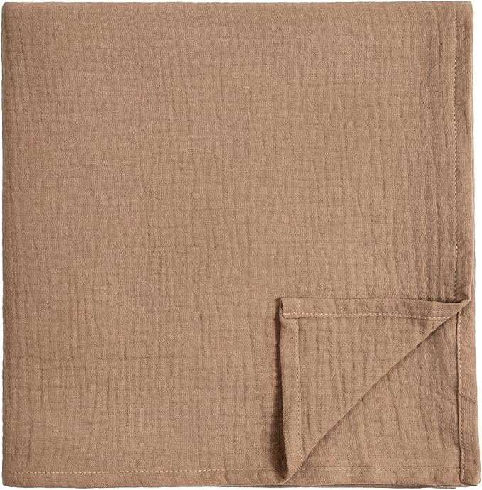 Meracorallo Muslin Swaddle Blanket, 100% Cotton Receiving Blanket Soft and Breathable Swaddle Wrap for Baby Boys and Girls, Tan