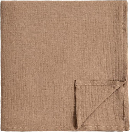 Meracorallo Muslin Swaddle Blanket, 100% Cotton Receiving Blanket Soft and Breathable Swaddle Wrap for Baby Boys and Girls, Tan