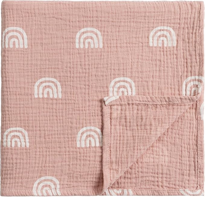 Meracorallo Muslin Swaddle Blanket, 100% Cotton Receiving Blanket Soft and Breathable Swaddle Wrap for Baby Boys and Girls, Rainbow