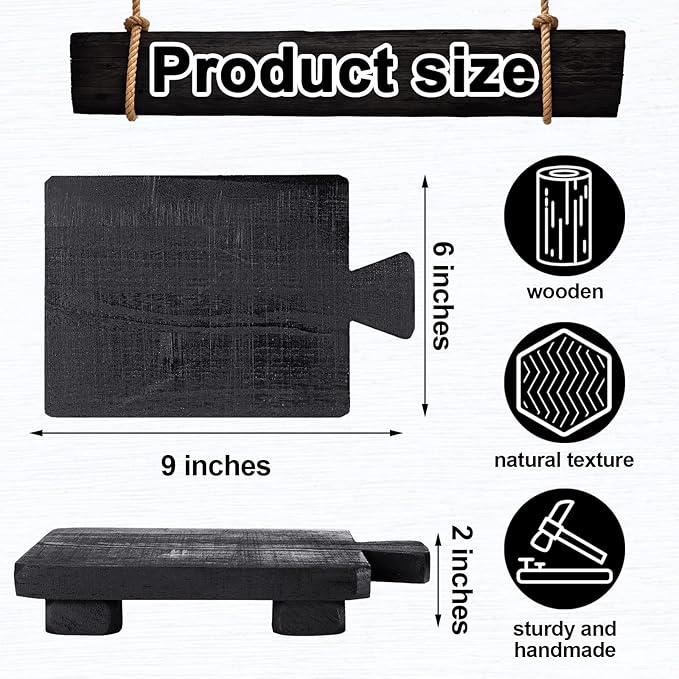 Wood Pedestal Stand Riser Wood Footed Tray for Bathroom Home Kitchen Wooden Soap Holder for Bottles Plant Makeup Tissues Candles Guest Jewelry Soap(Black, 1.57 x 6 x 9 Inch)