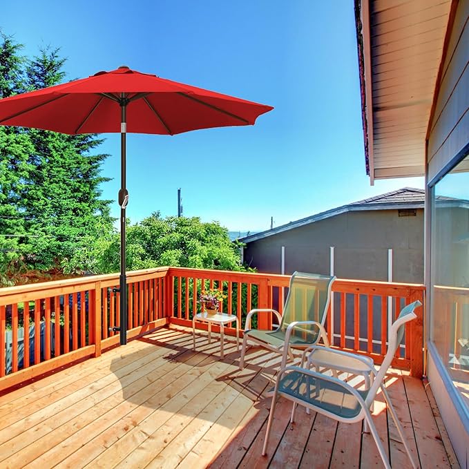 Dolibest Heavy Duty Patio Umbrella Holder, Steel Deck Clamp Holder up to 2'' Umbrella Pole, Deck Mount Umbrella Holder, Space Saving Design, Attaches to Railing Max Width 2 inch, Easy Installation