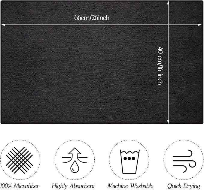 48 Pack Bleach Proof Towels 16x 26inch Microfiber Absorbent Hair Towels Bulk Bleach Salon Hand Drying Cloth for Gym Bath Spa Shaving Shampoo Home(Black)