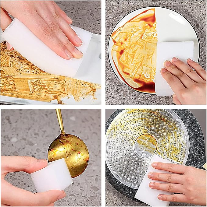 Magic Sponge Eraser, 100 Pack Heavy Duty Melamine Sponge, White Non-Scratch House Cleaning Sponge Scrubber Pads for Kitchen, Bathroom, Shoe, Deep Cleaning-Stain Remover