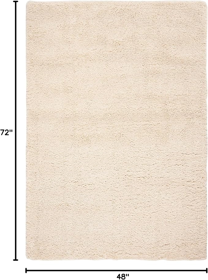 SAFAVIEH Fontana Shag Collection Accent Rug - 4' x 6', Creme, Solid Design, Non-Shedding & Easy Care, 2-inch Thick Ideal for High Traffic Areas in Entryway, Living Room, Bedroom (FNT800B)