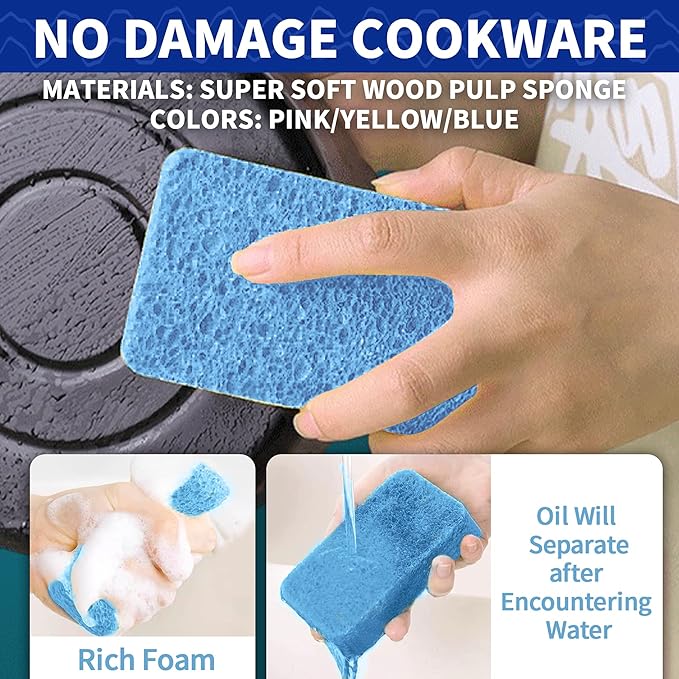 24 Pack Durable Kitchen Sponges and Dish Soap Brush with Soap Dispenser for Dishes, Pans, Sink, Pots
