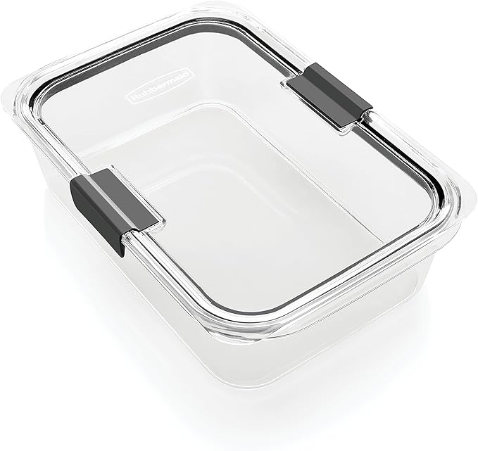 Rubbermaid 2118315 Brilliance Glass Storage 8-Cup Food Containers with Lids, 2-Pack (4 Pieces Total), Large, Clear & Brilliance Food Storage Container, Large, 9.6 Cup, Clear 1991158