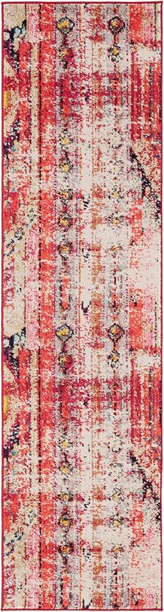 SAFAVIEH Monaco Collection Runner Rug - 2'2" x 12', Magenta & Multi, Boho Chic Tribal Distressed Design, Non-Shedding & Easy Care, Ideal for High Traffic Areas in Living Room, Bedroom (MNC222D)
