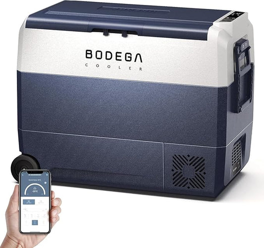 BODEGACOOLER 12 Volt Car Refrigerator, 64Quart (60L) Car Fridge Single Zone, 12V Portable Freezer APP Control, RV Car Cooler -4℉-68℉ 12/24V DC 100-240V AC for Outdoor Camping Travel Vehicles Home Use