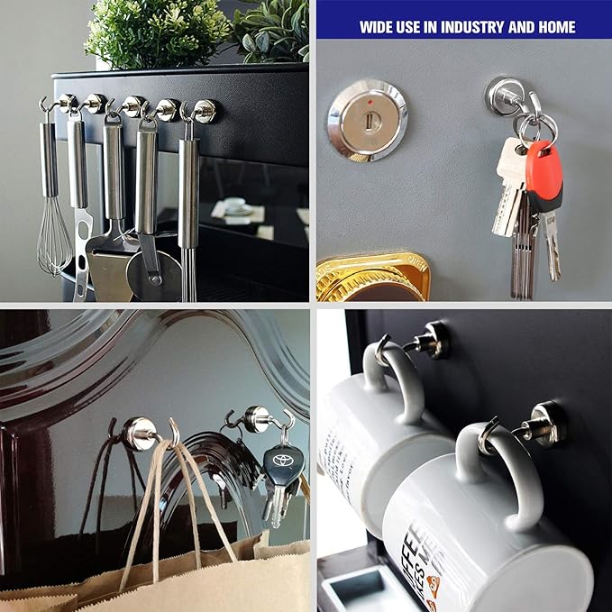 MIKEDE Heavy Duty Magnetic Hooks for Cruise Ship-N52 Silver 28 Pack-30 LB