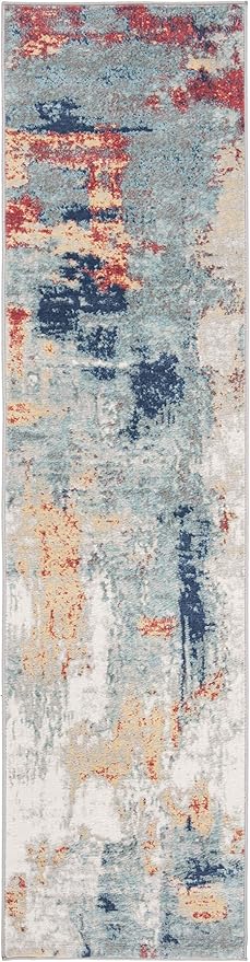 SAFAVIEH Jasper Collection Runner Rug - 2' x 6', Grey & Red, Modern Abstract Design, Non-Shedding & Easy Care, Ideal for High Traffic Areas in Living Room, Bedroom (JSP101C)