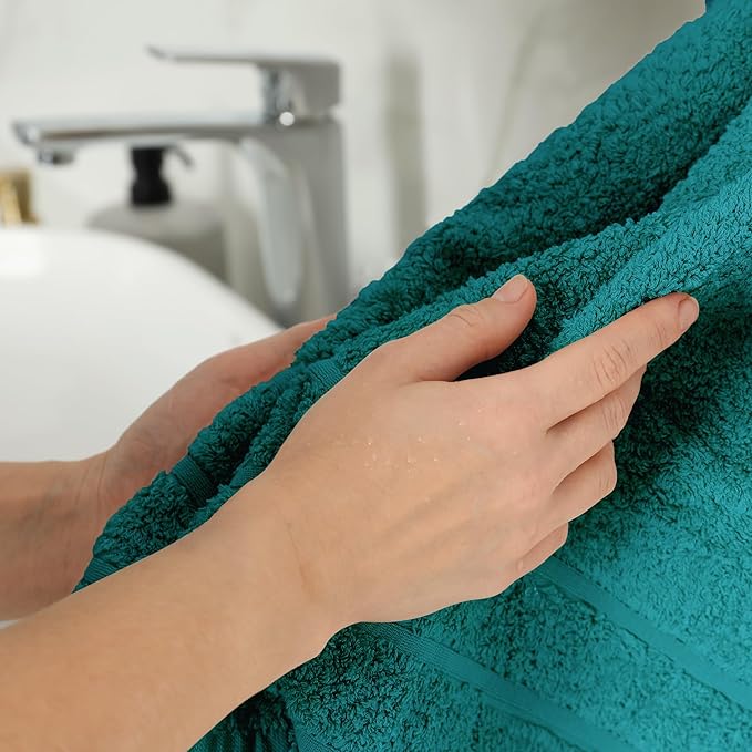 100% Cotton Hand Towels for Bathroom – Soft & Absorbent Towel Set– Pack of 6 Small Towel (34x20in) – Quick Dry Luxury Cotton Hand Towels – Teal