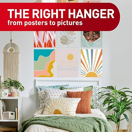 Command Poster Strips, Damage Free Hanging Poster Hangers, No Tools Wall Hanging Strips for Back to School Posters, 256 White Command Adhesive Strips