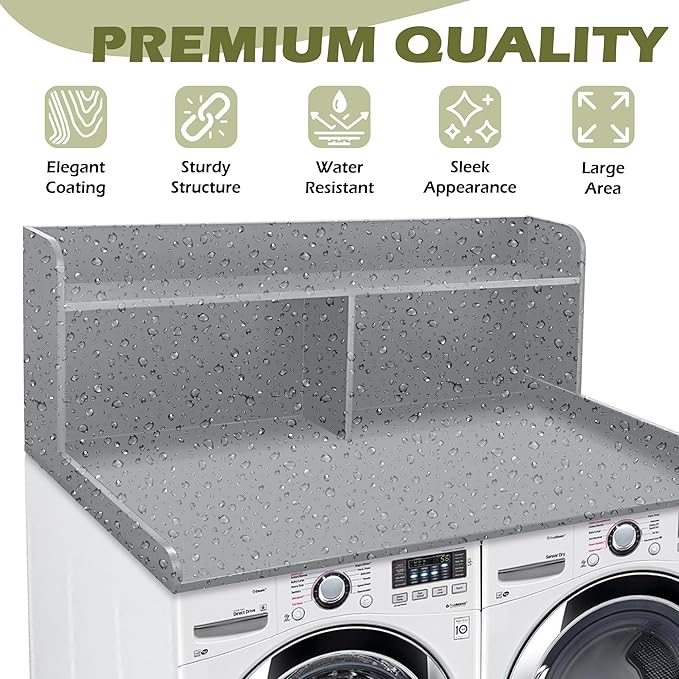 Royxen Laundry Countertop with 20“ Shelf Universal Fit, Washer and Dryer Countertop with Storage Space, Gray