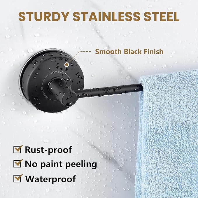 JOMOLA Towel Bar Suction Hand Towel Rack for Bathroom Stainless Steel Kitchen Towel Rail Holder Storage Hanger No Drilling Towel Bar Matte Black,22 inches