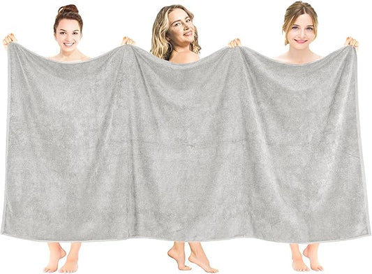 American Soft Linen 100% Cotton 600 GSM Turkish 40x80 Oversized Bath Towel Sheet, Extra Large Adult Towels for Bathroom, Silver Gray Bath Sheet