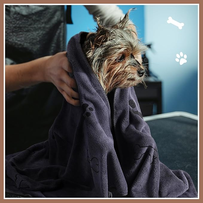 8 Pcs Dog Towels for Drying Dogs Cats Pet Towels Bulk Puppy Microfiber Quick Drying Paw Bath Bathing Supplies Absorbent for Medium Pets(Brown, Gray,40 x 24 Inch)