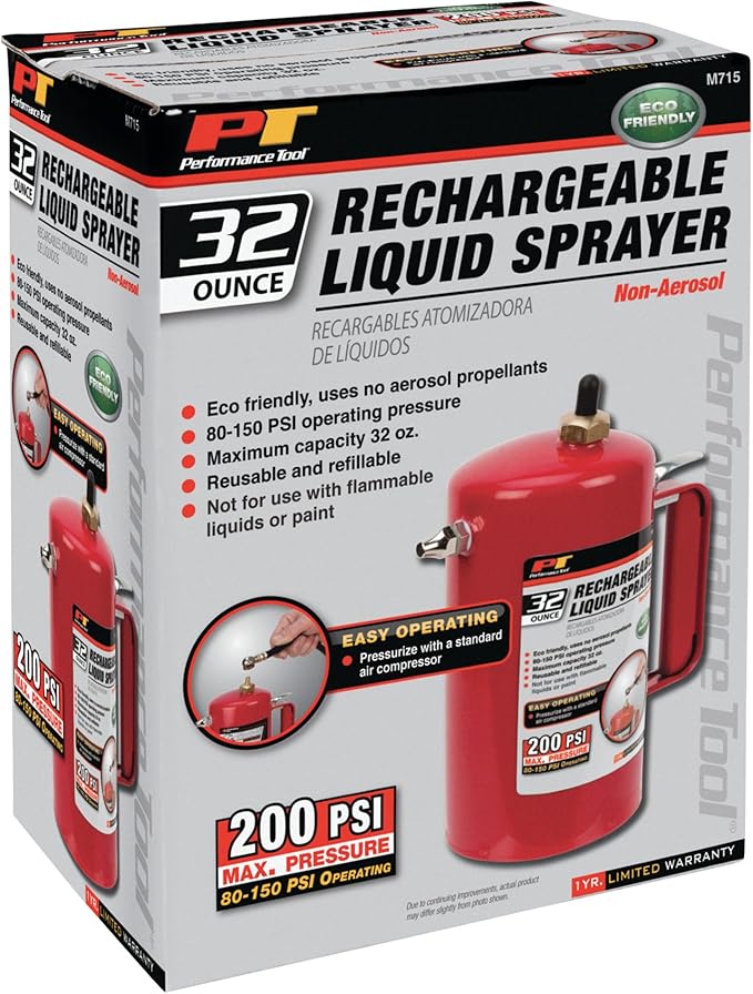 Performance Tool M715 Eco-Friendly Non-Aerosol Reusable Liquid Sprayer