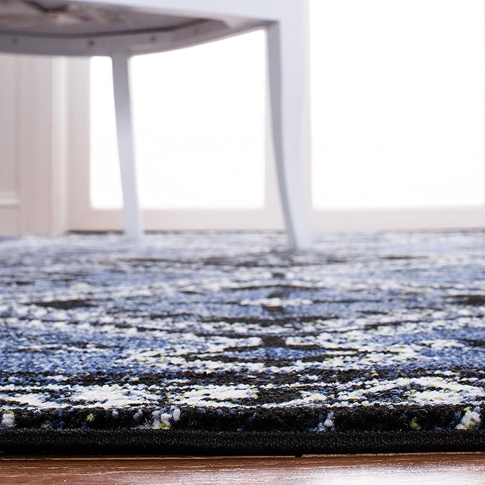 SAFAVIEH Vintage Hamadan Collection Area Rug - 9' x 12', Blue & Black, Oriental Distressed Design, Non-Shedding & Easy Care, Ideal for High Traffic Areas in Living Room, Bedroom (VTH293M)