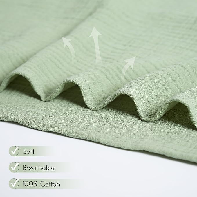 Meracorallo Muslin Swaddle Blanket, 100% Cotton Receiving Blanket Soft and Breathable Swaddle Wrap for Baby Boys and Girls, Sage Green