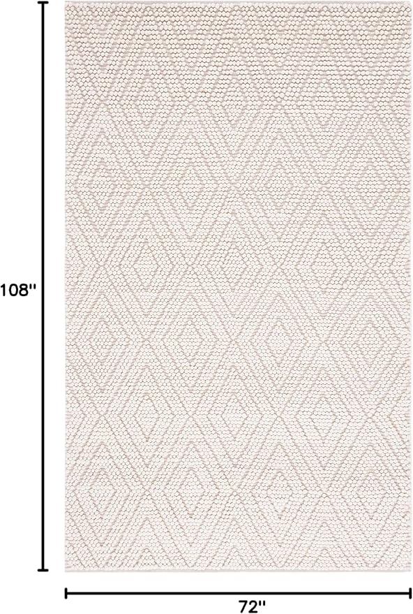 SAFAVIEH Natura Collection Area Rug - 6' x 9', Ivory, Handmade Moroccan Boho Trellis Wool, Ideal for High Traffic Areas in Living Room, Bedroom (NAT224A)