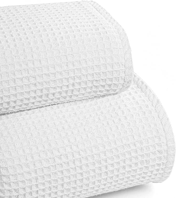 Bed & Bath Home Premium 100% Cotton Waffle Weave Blanket Queen Size – Soft Breathable Lightweight Comfort, Natural All-Season Bed Blanket, Easy-Care Bedspread for Bed & Couch (White)