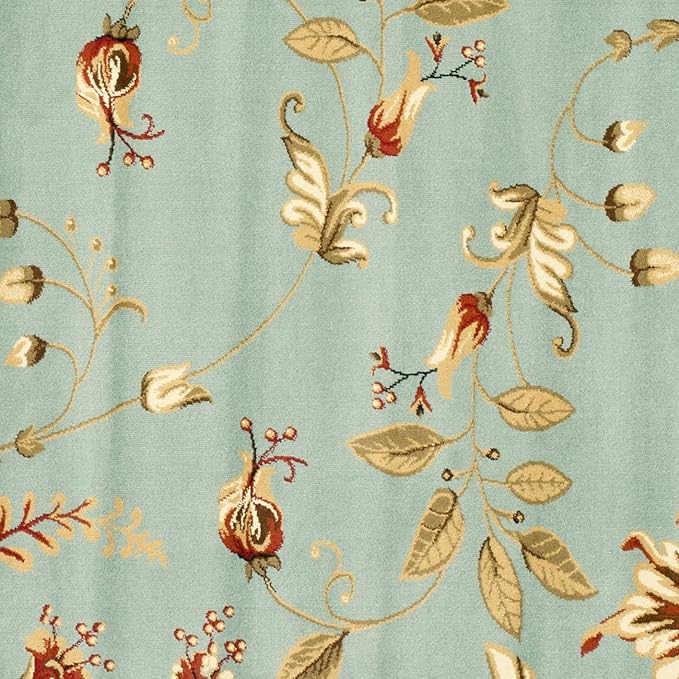 SAFAVIEH Lyndhurst Collection Area Rug - 6'7" Square, Blue & Multi, Traditional Floral Design, Non-Shedding & Easy Care, Ideal for High Traffic Areas in Living Room, Bedroom (LNH552-6591)