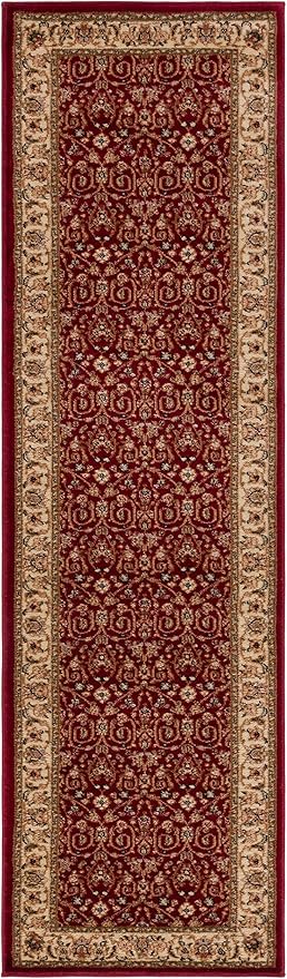 SAFAVIEH Lyndhurst Collection Runner Rug - 2'3" x 12', Red & Ivory, Traditional Oriental Design, Non-Shedding & Easy Care, Ideal for High Traffic Areas in Living Room, Bedroom (LNH312A)