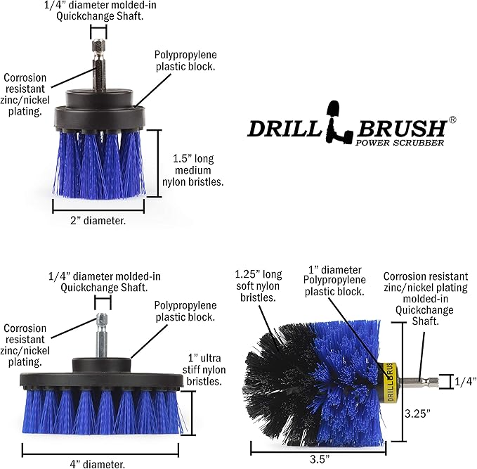 Drill Brush – Drill Brush Attachment – Drill Brush Power Scrubber – Drill Brush Set – Drill Brush Attachment for Cleaning – Drill Brush Kit – Cleaning Drill Brush – Carpet Drill Brush
