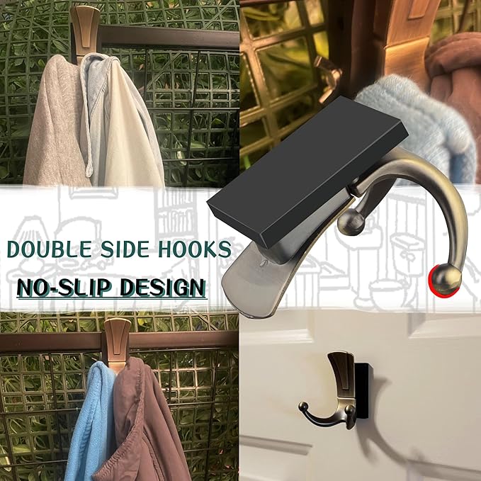 ULIBERMAGNET Magnetic Coat Hooks,Retro Heavy Duty Magnet Double Hooks for Metal Door,Cruise, Grill, Fridge, Kitchen, RVS,Coat Hanger Rack Decorative for for Towel,Coat,Bag,Umbrella