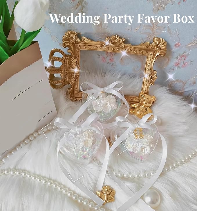 KissYou Acrylic Box Clear Display Boxes with Lid Heart-shaped Cube Crystal Jewelry Display Boxes Wedding Christmas Gift