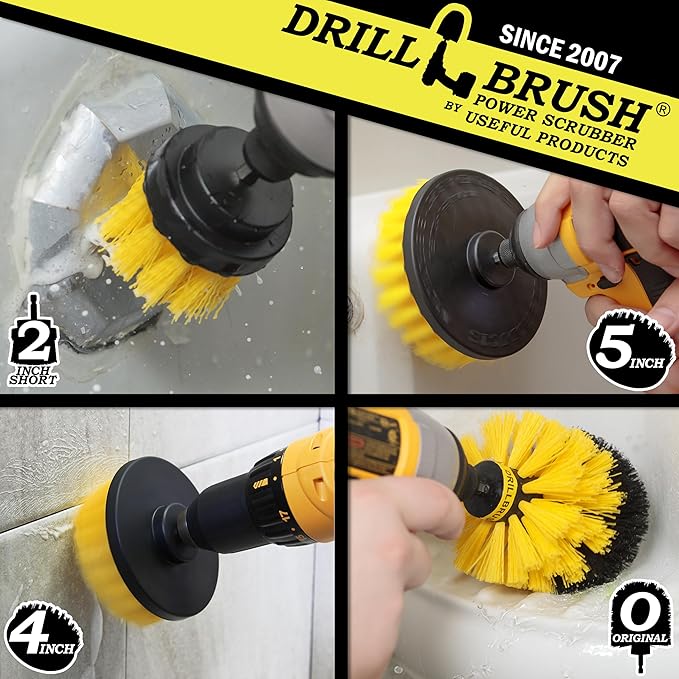 Bathroom Accessories - Drill Brush - Bathroom Cleaner Kit - Shower Cleaner Brush - Shower Door Cleaner - Bathtub Brush - Bath Mat - Tile Cleaner- Grout Cleaning Brush - Scrub Brush - Bathroom Rugs