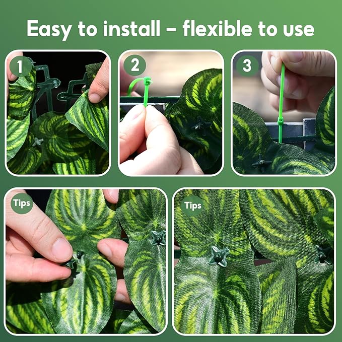 Artificial Ivy Privacy Fence Screen, 120x40 inch Artificial Hedge Grass Wall, Faux Ivy Fence Privacy Screen, Decoration for Patio Balcony Garden Backyard Indoor Outdoor Decor, Color Watermelon Leaves