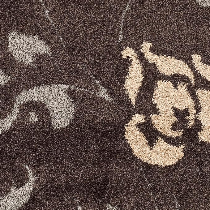 SAFAVIEH Florida Shag Collection Area Rug - 5'3" x 7'6", Dark Brown & Smoke, Floral Design, Non-Shedding & Easy Care, 1.2-inch Thick Ideal for High Traffic Areas in Living Room, Bedroom (SG458-2879)