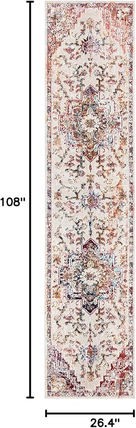 SAFAVIEH Crystal Collection Runner Rug - 2'2" x 9', Light Blue & Burgundy, Medallion Distressed Design, Non-Shedding & Easy Care, Ideal for High Traffic Areas in Living Room, Bedroom (CRS501F)