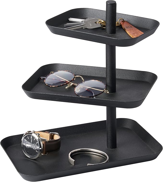 YAMAZAKI Home Tower 3-Tier Accessory Tray - Jewelry Holder & Storage Organizer - Steel