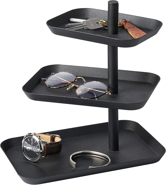 YAMAZAKI Home Tower 3-Tier Accessory Tray - Jewelry Holder & Storage Organizer - Steel