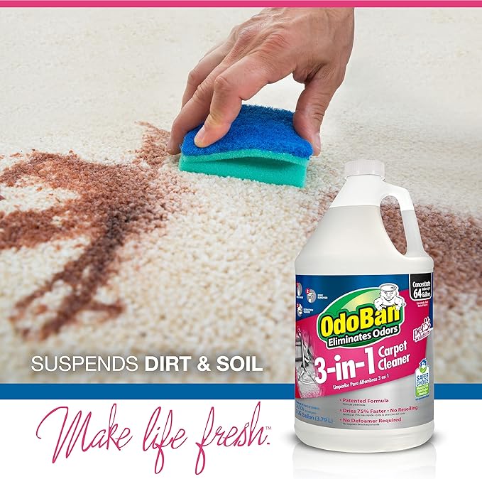 OdoBan 3-in-1 Carpet Cleaner, Made in the USA, Set of 2, 1 Gallon Each