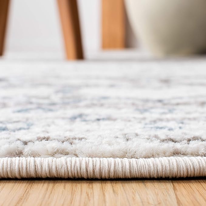 SAFAVIEH Amsterdam Collection X-Large Area Rug - 11' x 15', Ivory & Grey, Moroccan Boho Design, Non-Shedding & Easy Care, Ideal for High Traffic Areas in Living Room, Bedroom (AMS108A)