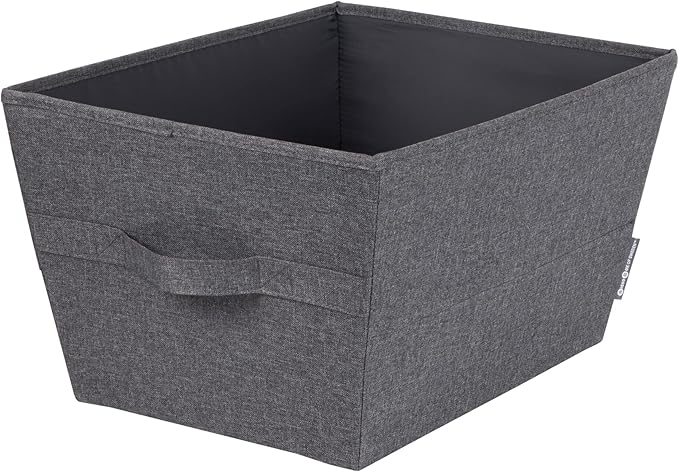 Bigso Tapered Storage Bin - Collapsible Fabric Storage Cubes for Organizing Shelves, Closets, and Rooms, with 2 Handles - 13.4in x 17.7in x 9.8in - Large, Grey